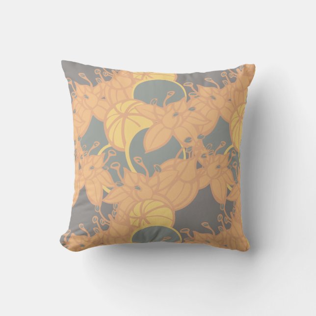 Modern Bud & Flower Bold Pattern Throw Pillow (Front)