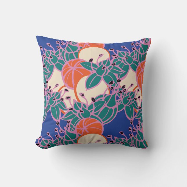 Modern Bud & Flower Bold Pattern Throw Pillow (Front)