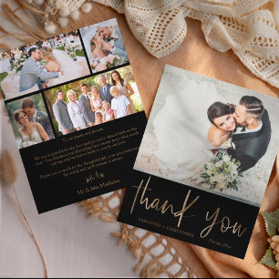 Modern Budget Black & Gold Wedding Thank You