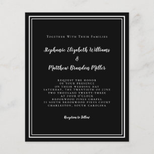 Modern Budget Chic Wedding Black White Invitation