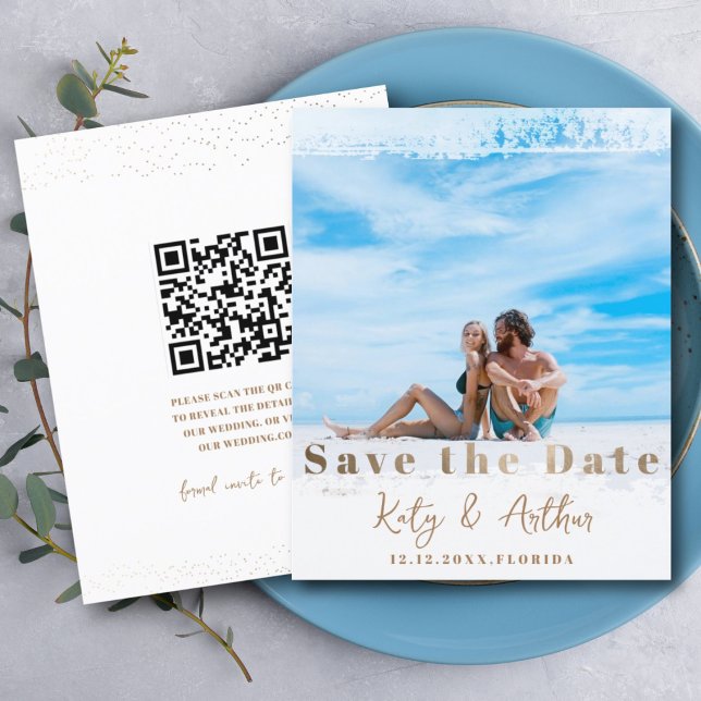 Modern Budget Faux Gold Save the Date Photo  (Creator Uploaded)