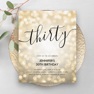 Modern BUDGET Gold Glitter Lights 30th Birthday 