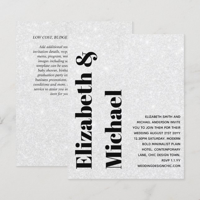 Modern Budget Modern Bold Text Wedding Invitation (Front/Back)