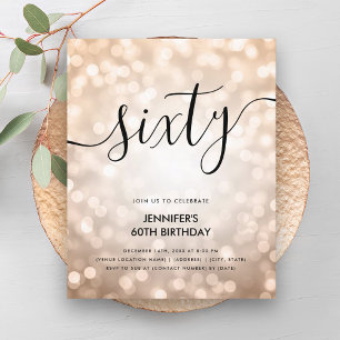 Modern BUDGET Rose Gold Lights 60th Birthday 