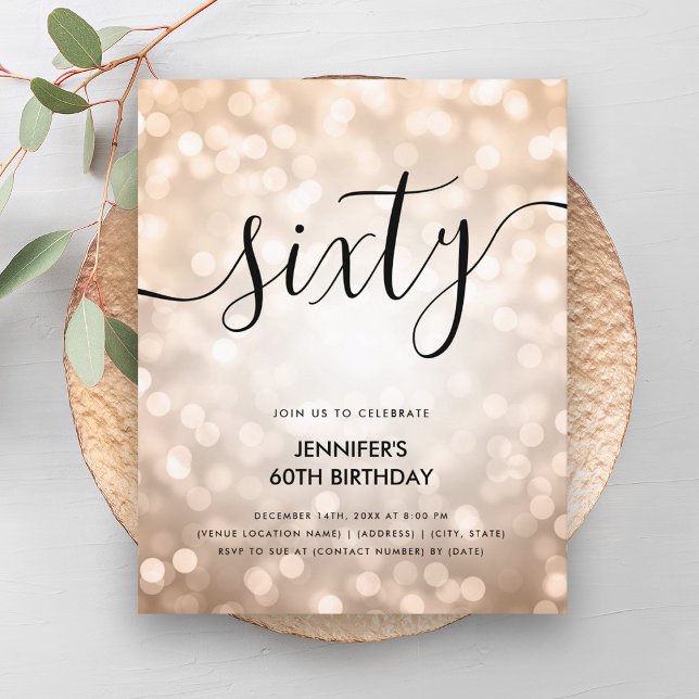 Modern BUDGET Rose Gold Lights 60th Birthday  (Modern BUDGET Rose Gold Lights 60th Birthday )