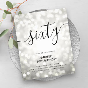Modern BUDGET Silver Lights 60th Birthday Flyer