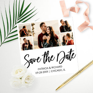 Modern Budget Wedding Save The Date Photo Collage Print