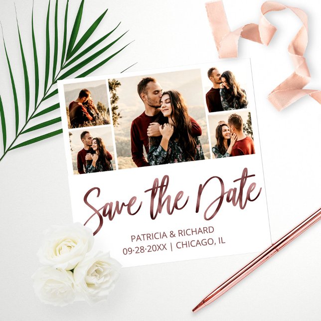 Modern Budget Wedding Save The Date Photo Collage Print (Creator Uploaded)