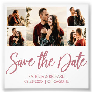 Modern Budget Wedding Save The Date Photo Collage Print