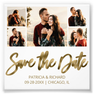 Modern Budget Wedding Save The Date Photo Collage Print