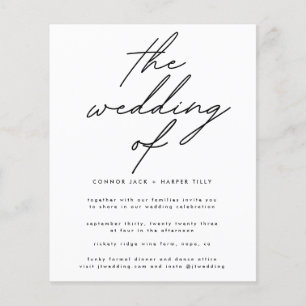 Modern Budget White on Black The Wedding Invite Flyer