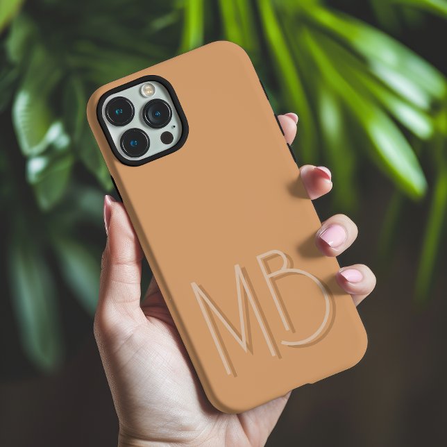 Modern Buff Monogram Initials Contemporary Case-Mate iPhone Case (Creator Uploaded)