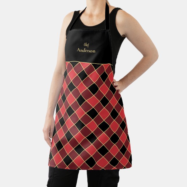 Modern Buffalo Check Custom Colours SVG Pattern Apron (Insitu)