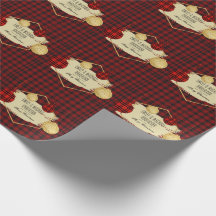 Modern Buffalo Plaid Gold Christmas Personalized