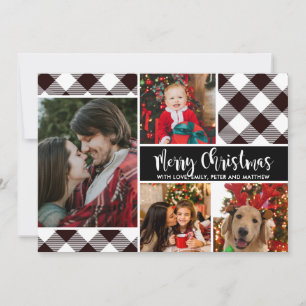 Modern Buffalo Plaid Multi Photo Christmas Card