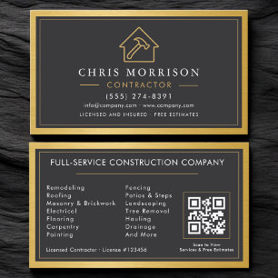 Modern Building Contractor Metal QR Code Business Card