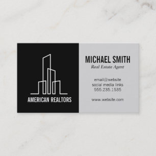 Modern Building Icon   Real Estate Agent Business Card