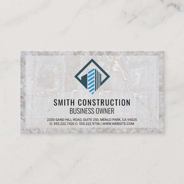 Modern Building Logo | Marble Concrete Business Card (Front)