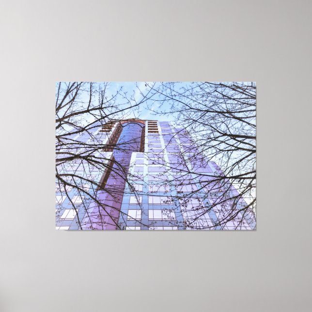 Modern Building with Bared Trees Canvas Print (Front)