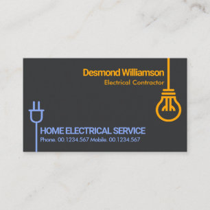 Modern Bulb Power Plug Lines Electrical Contractor Business Card