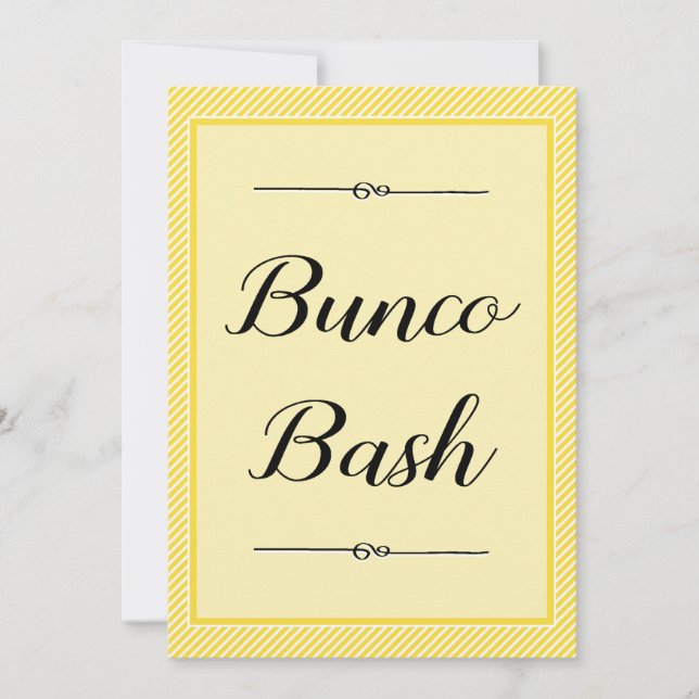 Modern Bunco Invite - Stylish Yellow Stripe (Front)