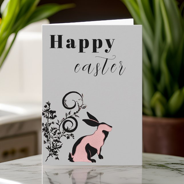 Modern Bunny Happy Easter Personalized Card (Creator Uploaded)