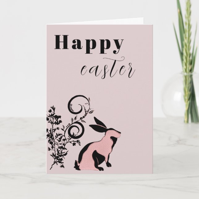Modern Bunny Happy Easter Personalized Card (Front)