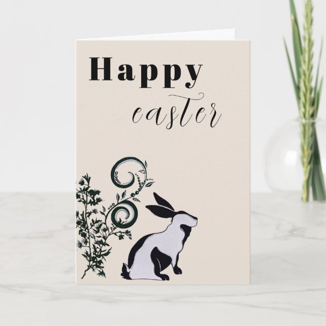 Modern Bunny Happy Easter Personalized Card (Front)