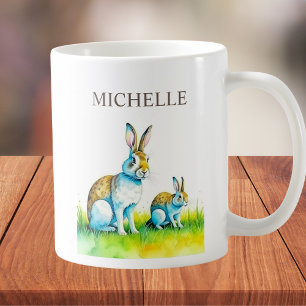 Modern Bunny Rabbit Custom Easter Coffee Mug