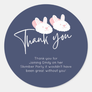 Modern Bunny Slippers Slumber party Thank You  Classic Round Sticker