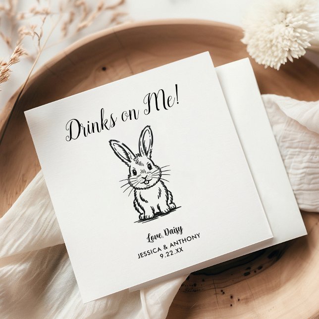 Modern Bunny Wedding Cocktail Napkins  (Creator Uploaded)