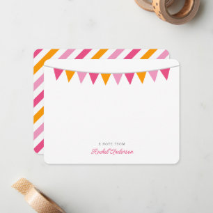 Modern Bunting Monogram Flat Note Cards