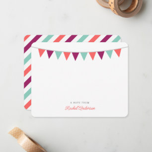 Modern Bunting Monogram Flat Note Cards