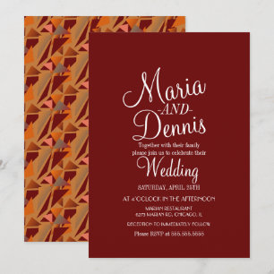 Modern Burgandy Geometrical Colourful Wedding Invitation