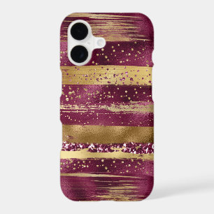 Modern burgundy and gold brush strokes