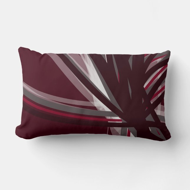 Modern Burgundy Artistic Abstract Design Lumbar Pillow (Front)