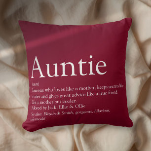 Modern Burgundy Best Ever Aunt Auntie Definition Throw Pillow