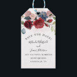 Modern Burgundy Bloom Rustic Floral Save The Date Gift Tags<br><div class="desc">Amaze your guests with this burgundy rustic floral bouquet save the date gift tag announcement. Simply add your date, names, and venue by clicking the "Personalize" button above. See the other unique save the date keepsakes in our store with the same or different designs to make your announcement unique and...</div>