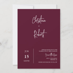 Modern Burgundy Boho Wedding Photo QR Code RSVP  Invitation