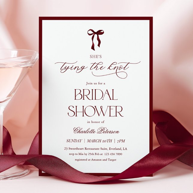 Modern Burgundy Bridal Shower Invitation (Creator Uploaded)