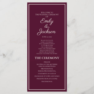 Modern Burgundy Cream Wedding Program
