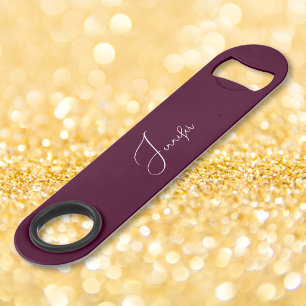 Modern Burgundy Elegant Stylish Trendy Monogrammed Bar Key