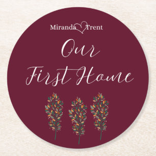 Modern Burgundy First Home Coaster