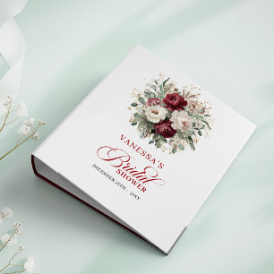 Modern Burgundy Floral Gold Bridal Shower Memory  Binder