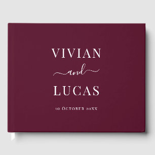Modern Burgundy Formal Minimal Wedding Guest Book