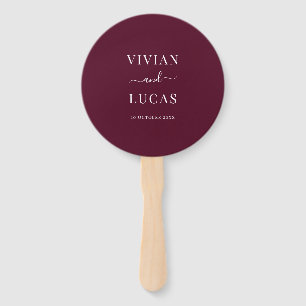 Modern Burgundy Formal Minimal Wedding Hand Fan