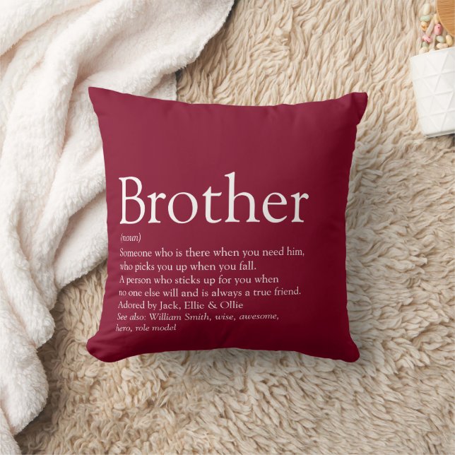 Modern Burgundy Fun Best Brother Ever Definition  Throw Pillow (Blanket)