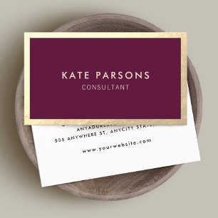  Modern Burgundy Gold Border  Business Card