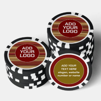 Modern Burgundy Gold Luxury Linen Collection Poker Chips
