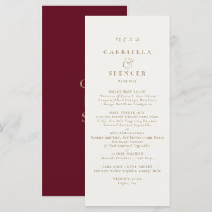 Modern Burgundy Gold Wedding Menu